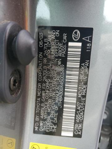 JTHBA30GX45003449 - 2004 LEXUS ES 330 Күміс фото 12