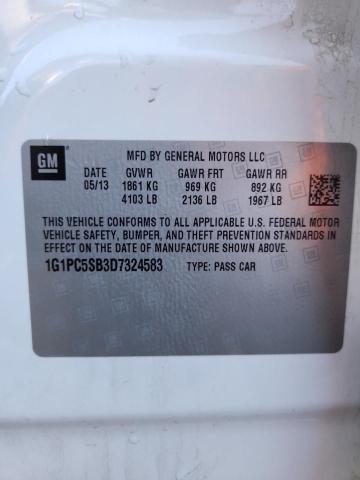 1G1PC5SB3D7324583 - 2013 CHEVROLET CRUZE LT 白色 照片 12