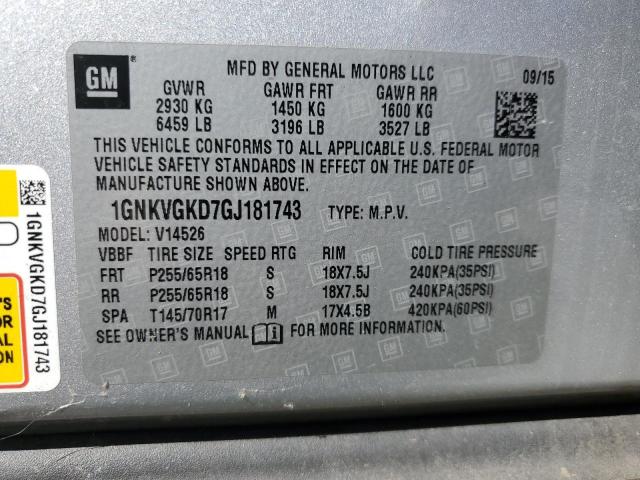 1GNKVGKD7GJ181743 - 2016 CHEVROLET TRAVERSE LT SILVER photo 13