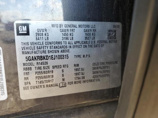 5GAKRBKD1EJ100315 - 2014 BUICK ENCLAVE Boz foto 13