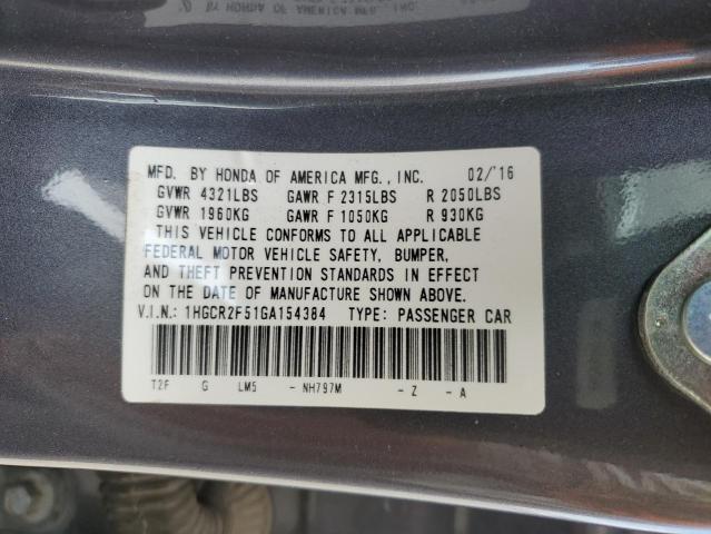1HGCR2F51GA154384 - 2016 HONDA ACCORD SPORT Сірий фото 12