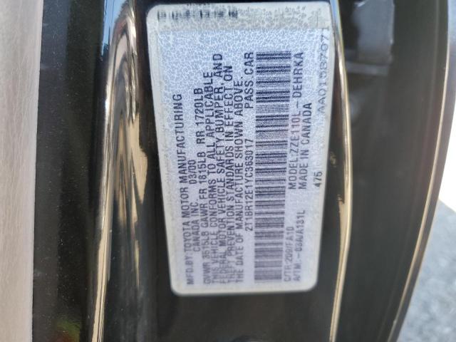 2T1BR12E1YC363017 - 2000 TOYOTA COROLLA VE BLACK photo 12