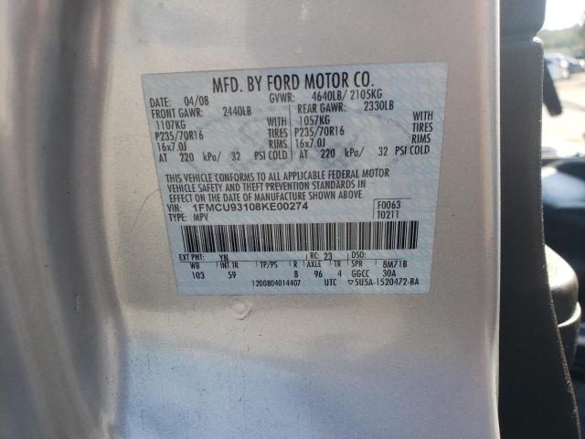 1FMCU93108KE00274 - 2008 FORD ESCAPE XLT Күміс фото 13