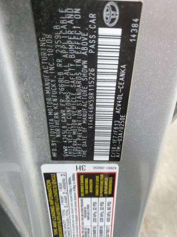 4T4BE46K59R115226 - 2009 TOYOTA CAMRY BASE Արծաթագույն լուսանկար 12