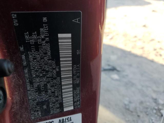 5TDKK3DC5CS215268 - 2012 TOYOTA SIENNA LE RED photo 13