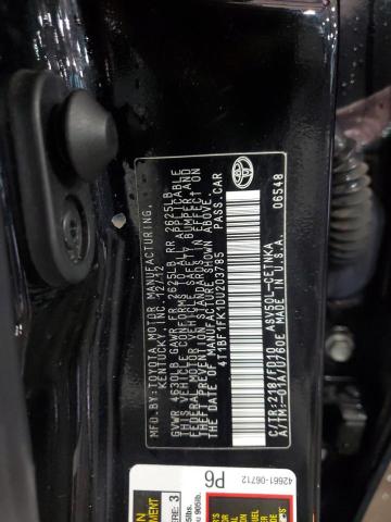 4T1BF1FK1DU203785 - 2013 TOYOTA CAMRY L BLACK photo 12