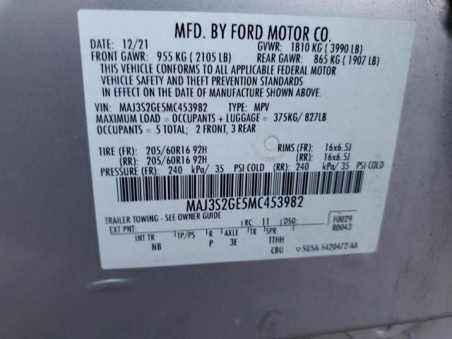 MAJ3S2GE5MC453982 - 2021 FORD ECOSPORT SE Plata foto 14