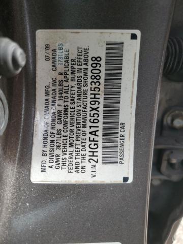 2HGFA165X9H538098 - 2009 HONDA CIVIC LX BROWN photo 13