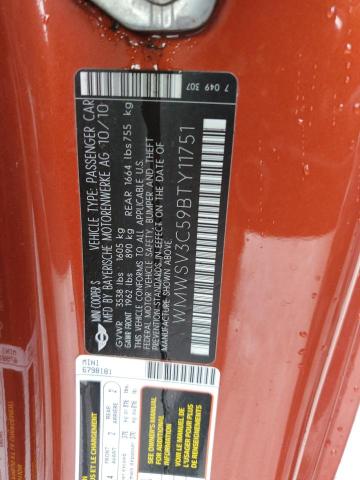 WMWSV3C59BTY11751 - 2011 MINI COOPER S Turuncu fotoğraf 12