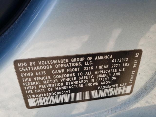 1VWAH7A3XDC090127 - 2013 VOLKSWAGEN PASSAT S BLUE photo 12