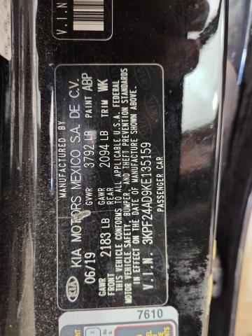 3KPF24AD9KE135159 - 2019 KIA FORTE FE Қара фото 12