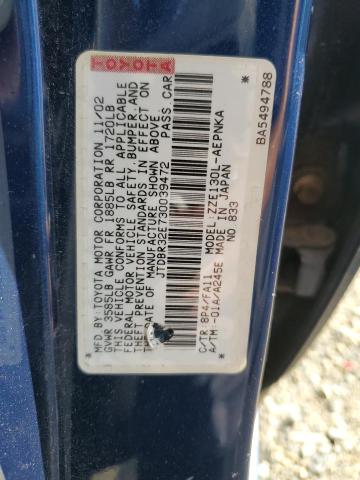 JTDBR32E730039472 - 2003 TOYOTA COROLLA CE Blau Foto 12