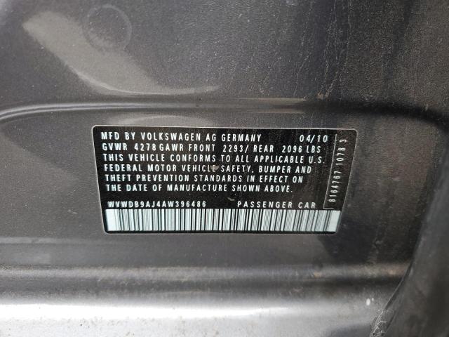 WVWDB9AJ4AW396486 - 2010 VOLKSWAGEN GOLF 灰色 照片 12