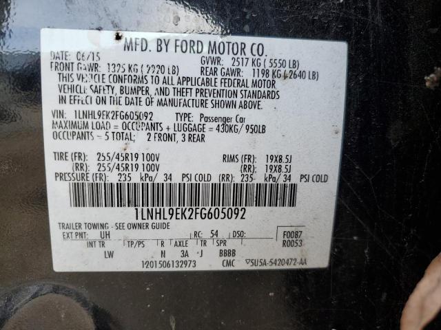 1LNHL9EK2FG605092 - 2015 LINCOLN MKS BLACK photo 12