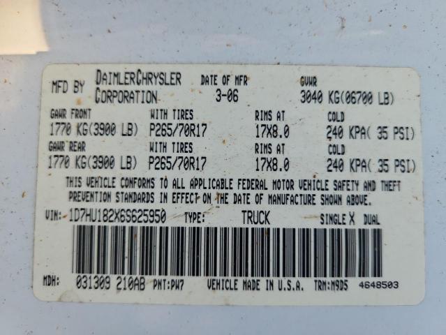 1D7HU182X6S625950 - 2006 DODGE RAM 1500 ST WHITE photo 12