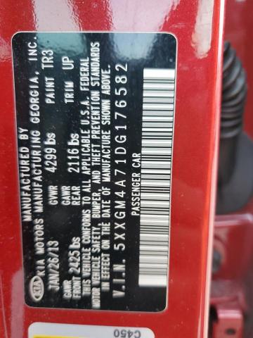 5XXGM4A71DG176582 - 2013 KIA OPTIMA LX წითელი ფოტო 12