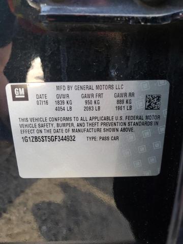 1G1ZB5ST5GF344932 - 2016 CHEVROLET MALIBU LS შავი ფოტო 12