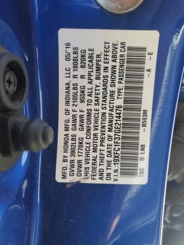 19XFC1F37GE214476 - 2016 HONDA CIVIC EX 蓝色 照片 12