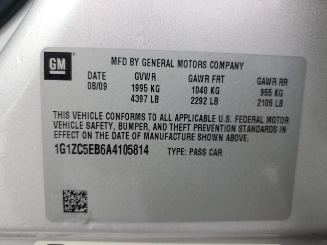 1G1ZC5EB6A4105814 - 2010 CHEVROLET MALIBU 1LT SILVER photo 13