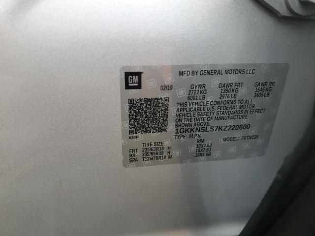 1GKKNSLS7KZ220600 - 2019 GMC ACADIA SLE 银色 照片 13