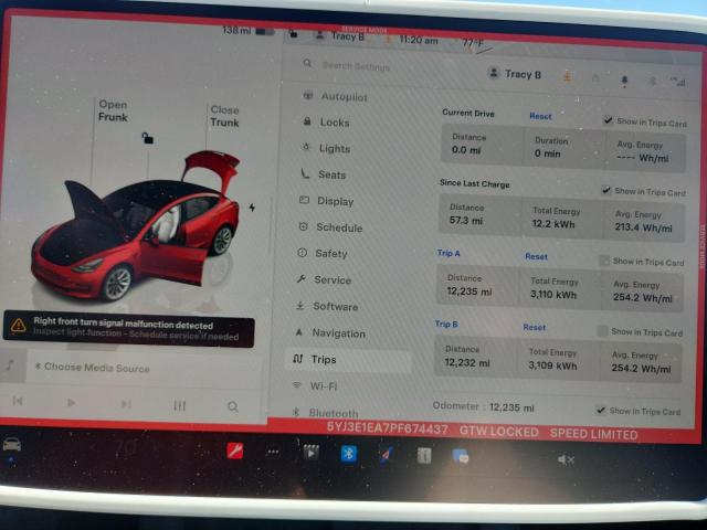 5YJ3E1EA7PF674437 - 2023 TESLA MODEL 3 წითელი ფოტო 9