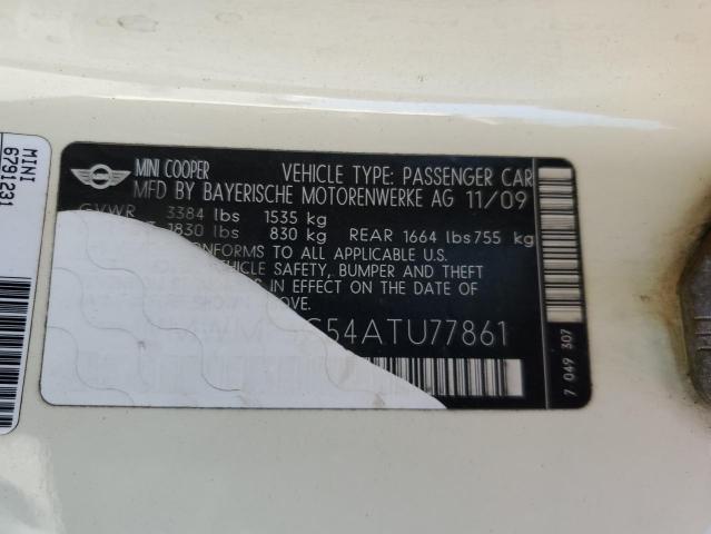 WMWMF3C54ATU77861 - 2010 MINI COOPER Krem foto 12