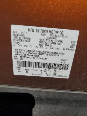 1FM5K8DH8HGC83227 - 2017 FORD EXPLORER XLT 橙色 照片 13