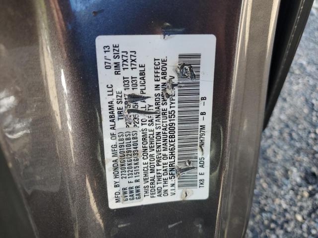 5FNRL5H6XEB009155 - 2014 HONDA ODYSSEY EXL GRAY photo 13