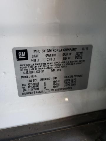 KL4CJESB1LB335437 - 2020 BUICK ENCORE PREFERRED WHITE photo 13