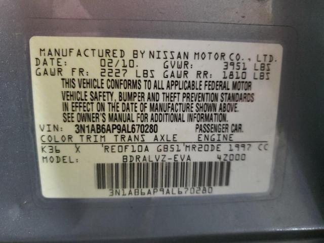 3N1AB6AP9AL670280 - 2010 NISSAN SENTRA 2.0 SILVER photo 13