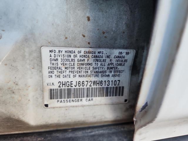 2HGEJ6672WH613107 - 1998 HONDA CIVIC LX WHITE photo 12