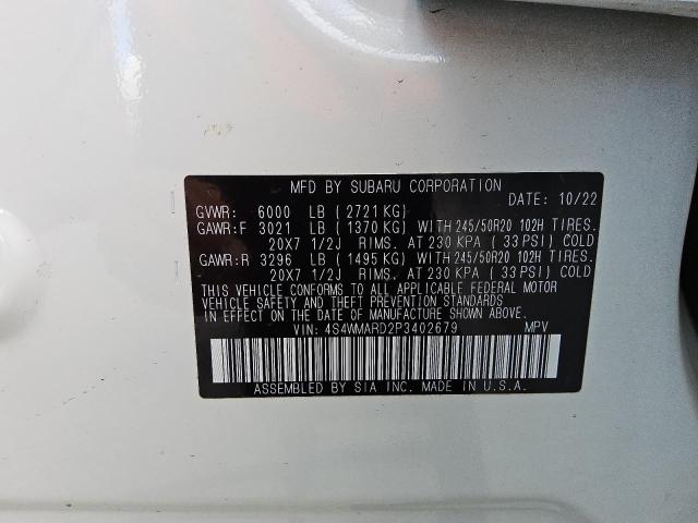 4S4WMARD2P3402679 - 2023 SUBARU ASCENT TOURING Білий фото 12