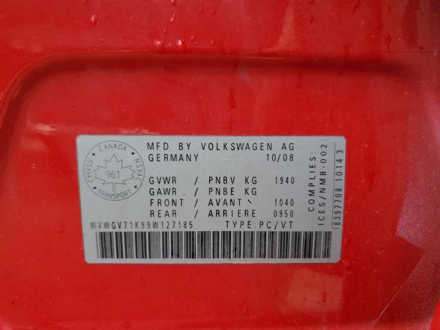 WVWGV71K99W127185 - 2009 VOLKSWAGEN GTI Qırmızı foto 12