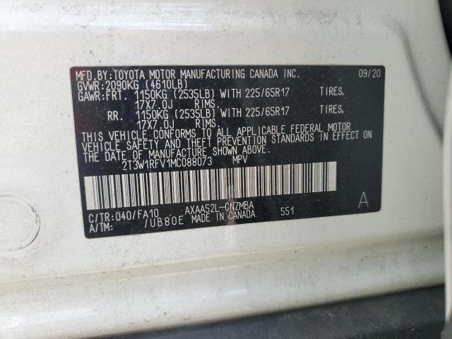 2T3W1RFV1MC088073 - 2021 TOYOTA RAV4 XLE WHITE photo 13