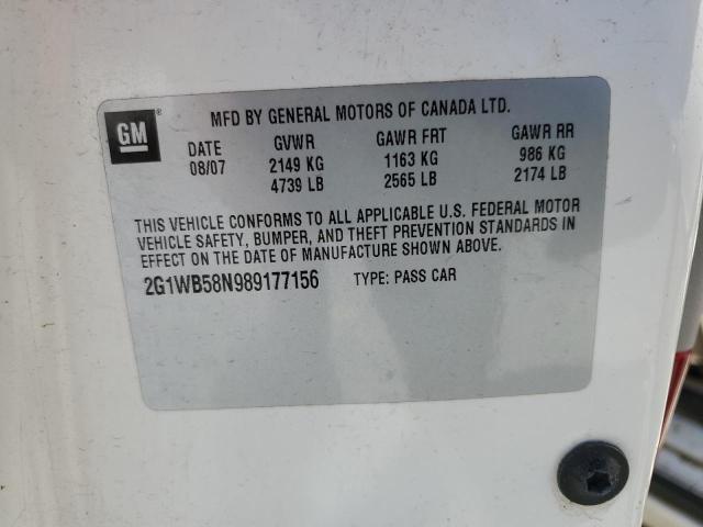 2G1WB58N989177156 - 2008 CHEVROLET IMPALA LS WHITE photo 12