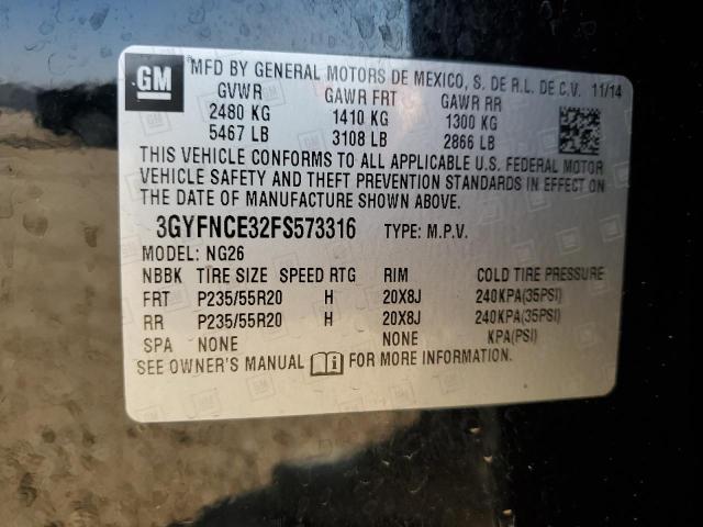 3GYFNCE32FS573316 - 2015 CADILLAC SRX PERFORMANCE COLLECTION Siyah fotoğraf 12