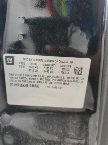 2G1WF5EK9B1236730 - 2011 CHEVROLET IMPALA LS Siyah fotoğraf 12