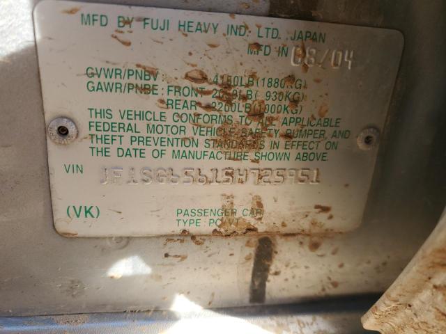 JF1SG65615H725951 - 2005 SUBARU FORESTER 2.5XS Argent photo 12