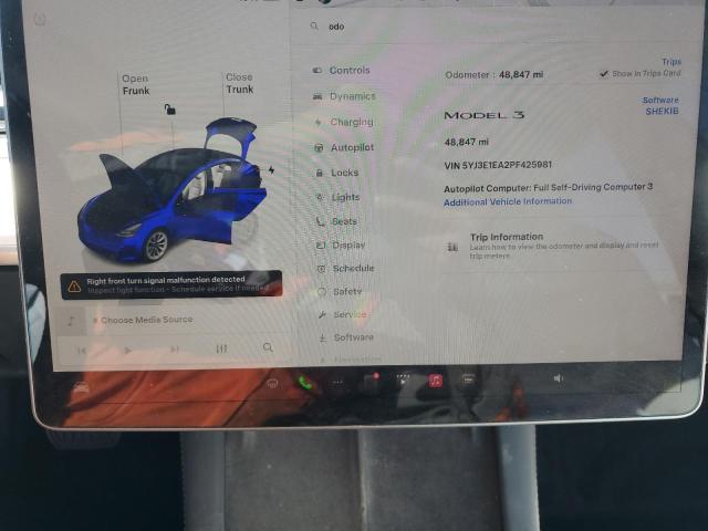 5YJ3E1EA2PF425981 - 2023 TESLA MODEL 3 Blanco foto 9