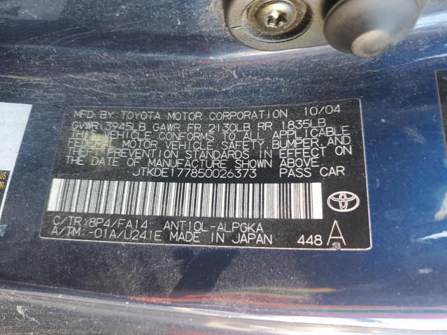 JTKDE177850026373 - 2005 TOYOTA SCION TC ლურჯი ფოტო 13