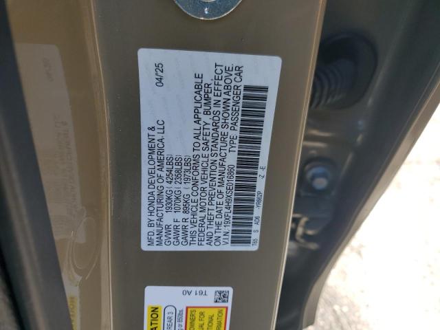 19XFL4H9XSE016860 - 2025 HONDA CIVIC SPORT TOURING BROWN photo 12