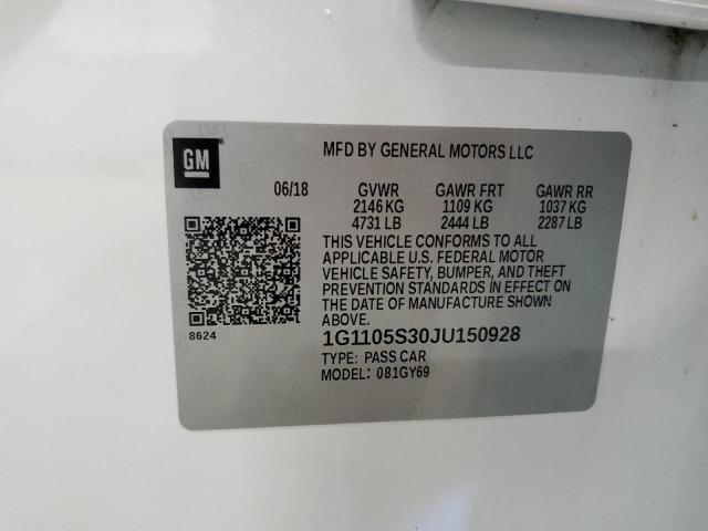 1G1105S30JU150928 - 2018 CHEVROLET IMPALA LT Ağ foto 12