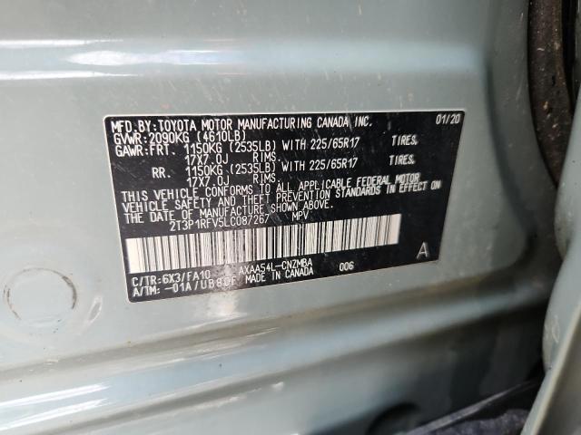 2T3P1RFV5LC087267 - 2020 TOYOTA RAV4 XLE GREEN photo 13