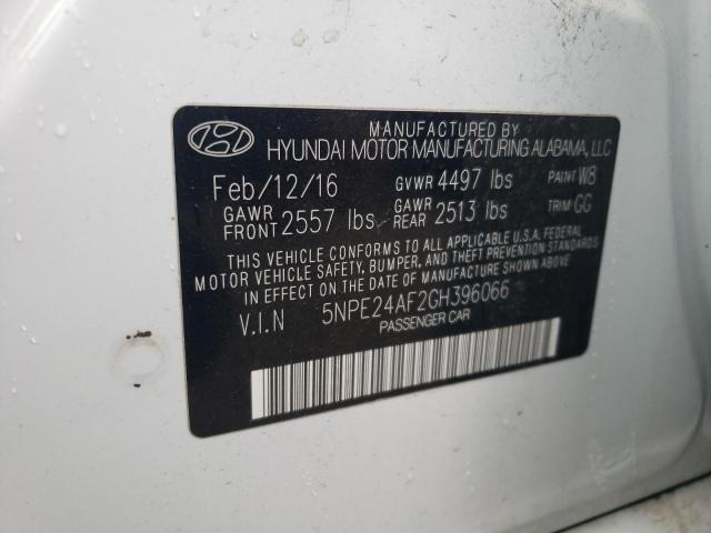 5NPE24AF2GH396066 - 2016 HYUNDAI SONATA SE Ақ фото 12