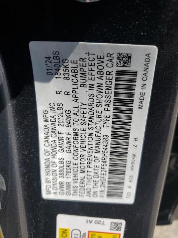 2HGFE2F54RH544389 - 2024 HONDA CIVIC SPORT GRAY photo 24
