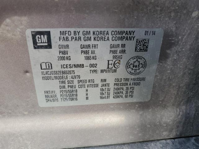 KL4CJGSB2EB652075 - 2014 BUICK ENCORE ყავისფერი ფოტო 12