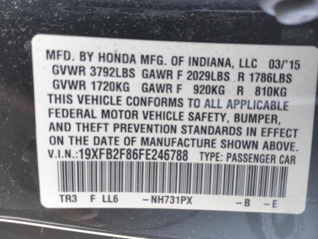 19XFB2F86FE246788 - 2015 HONDA CIVIC EX BLACK photo 13