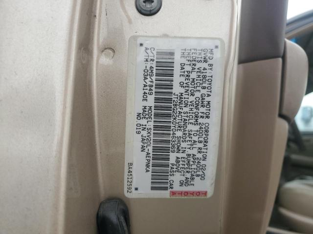 JT2BG22K0Y0463369 - 2000 TOYOTA CAMRY CE 金色 照片 13