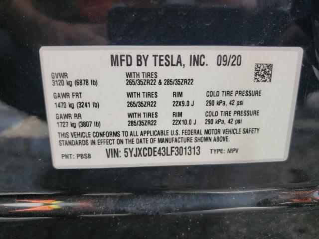 5YJXCDE43LF301313 - 2020 TESLA MODEL X Qara foto 13