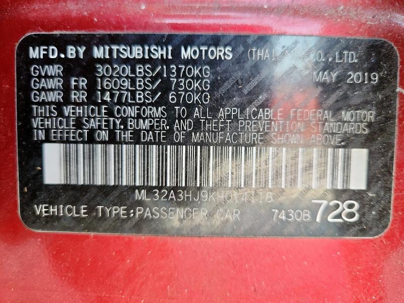 ML32A3HJ9KH014118 - 2019 MITSUBISHI MIRAGE ES Қызыл фото 12